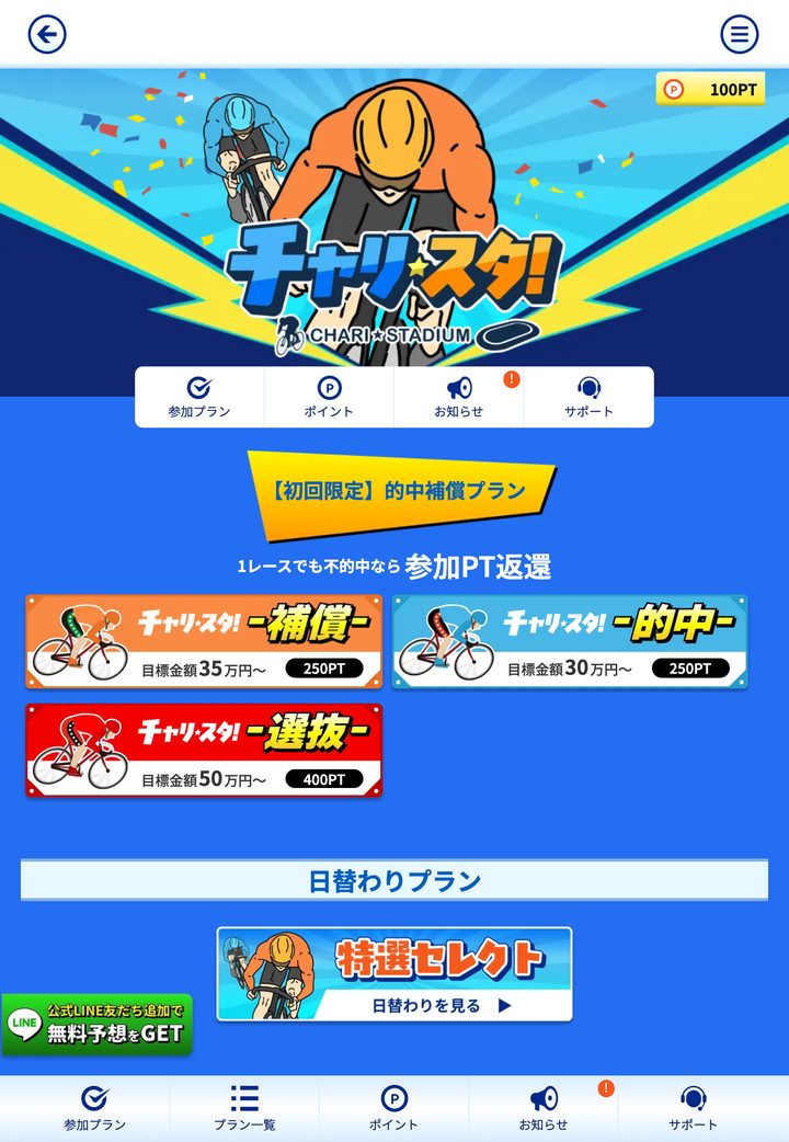 チャリスタの会員ページ「会員トップ」（10月18日撮影・登録情報は伏せ字）